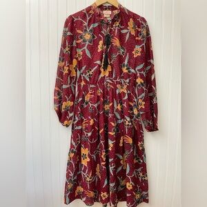 Vintage 70s midi boho floral dress size 12 peasant prairie retro flower power